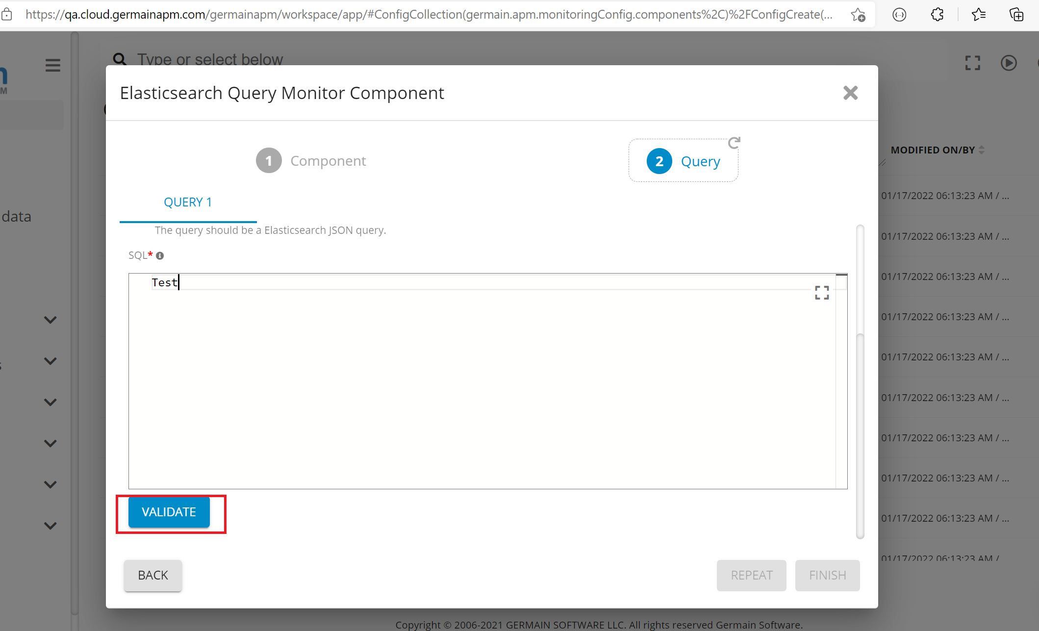 Elasticsearch Query Monitor Component