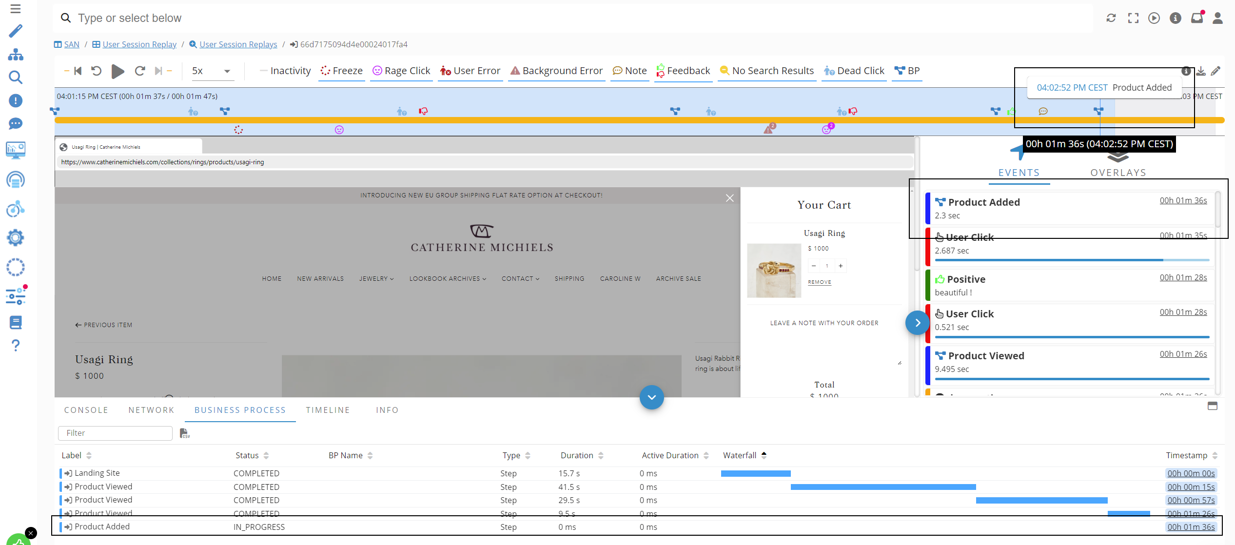 Business Process Step on Session Replay - Germain UX