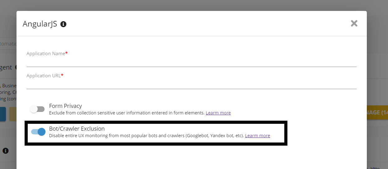 Bot Crawler Agent Exclusion Option on RUM JS Wizard