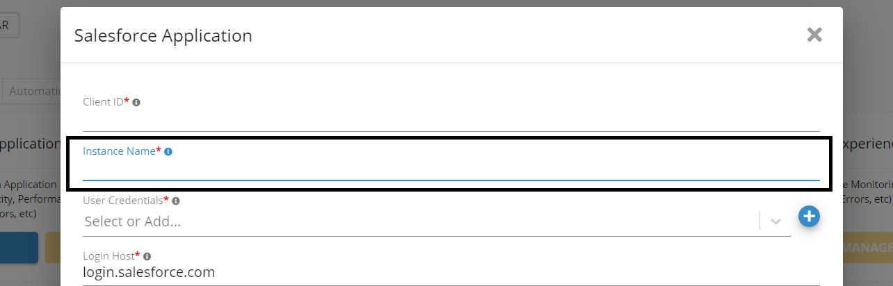 Instance Name Configuration in Salesforce.com Application wizard