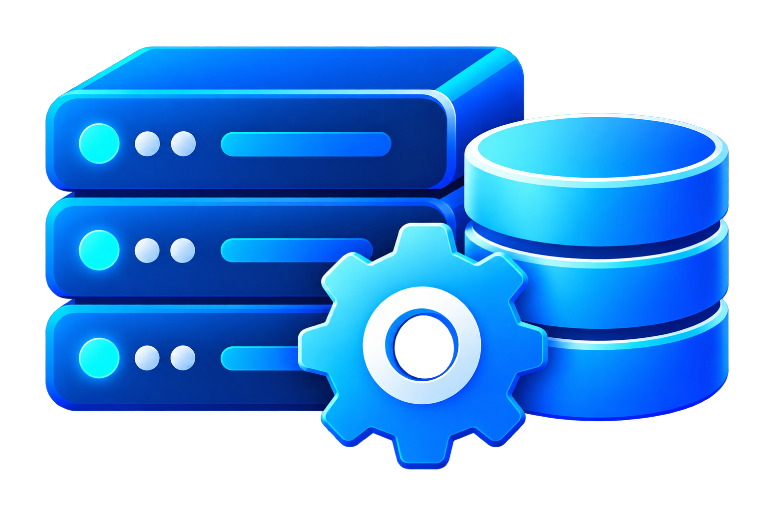Glossy Blue Server and Database Gear Icon.png